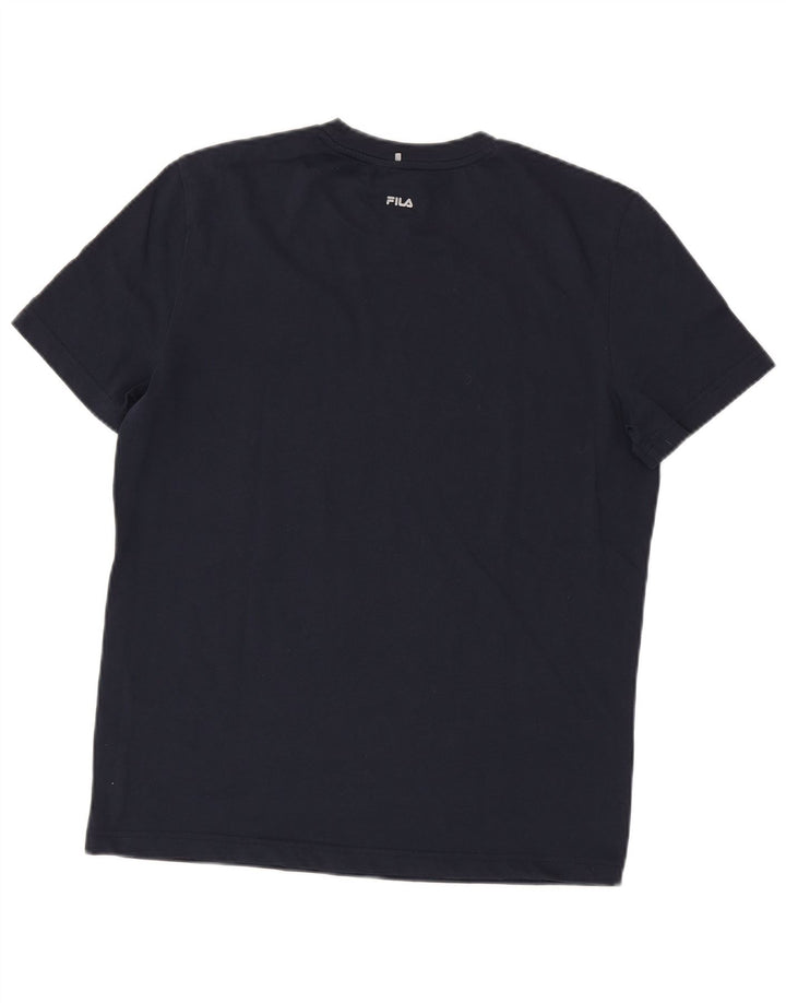 Camiseta masculina gráfica FILA Top pequeno azul marinho