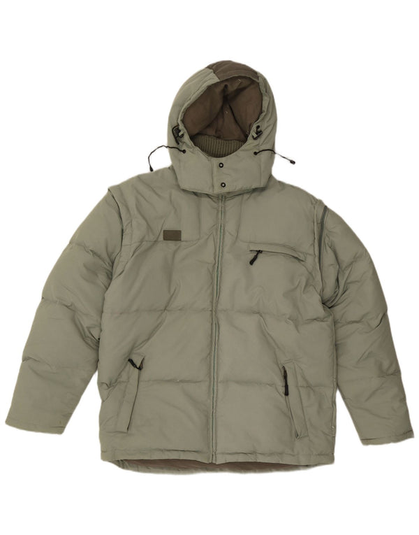 Fila Mens Hooded Padded Jacket UK 40 Large Green