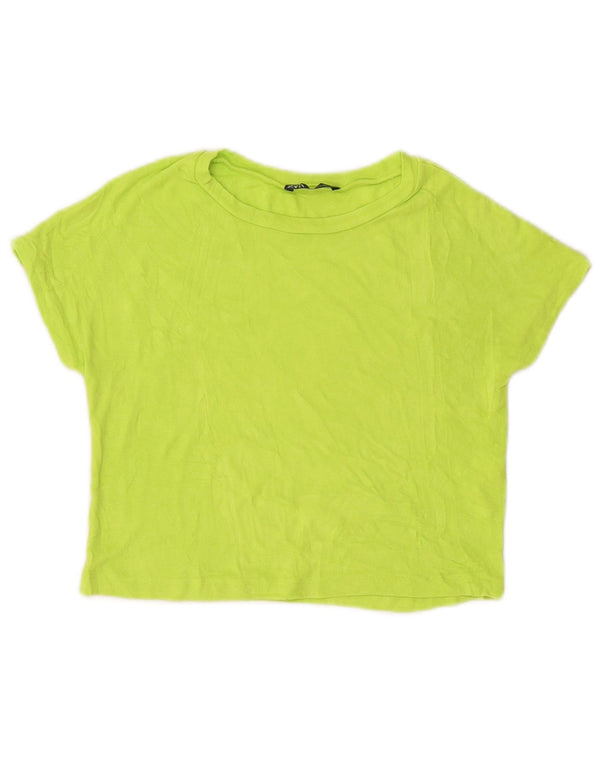 Zara Camiseta Feminina Crop Top UK 12 Viscose Verde Médio