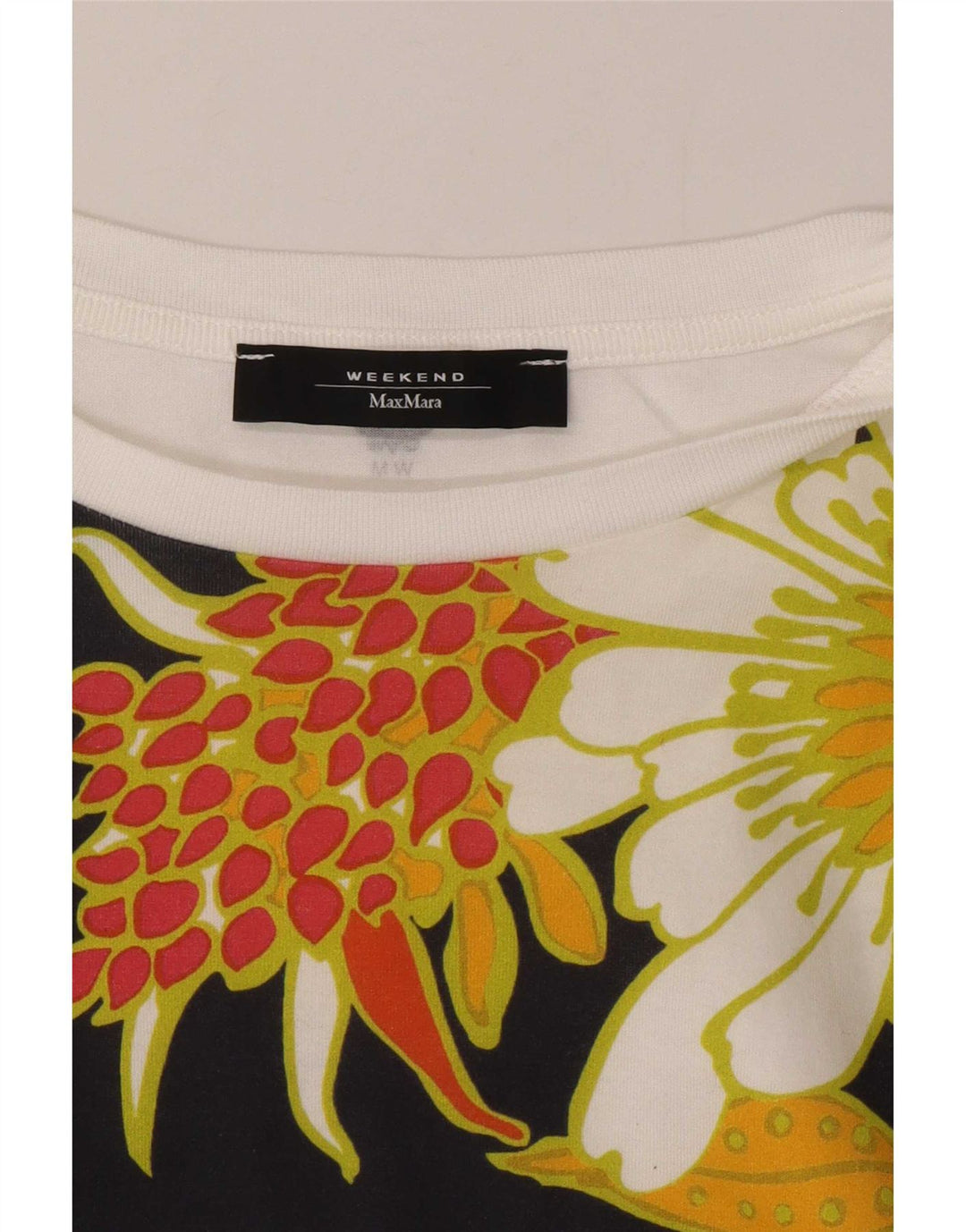 Camiseta feminina de fim de semana Max Mara UK 10 pequena floral branca