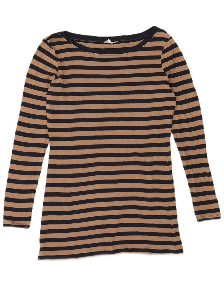Top feminino Marks & Spencer manga comprida UK 12 listrado azul marinho médio
