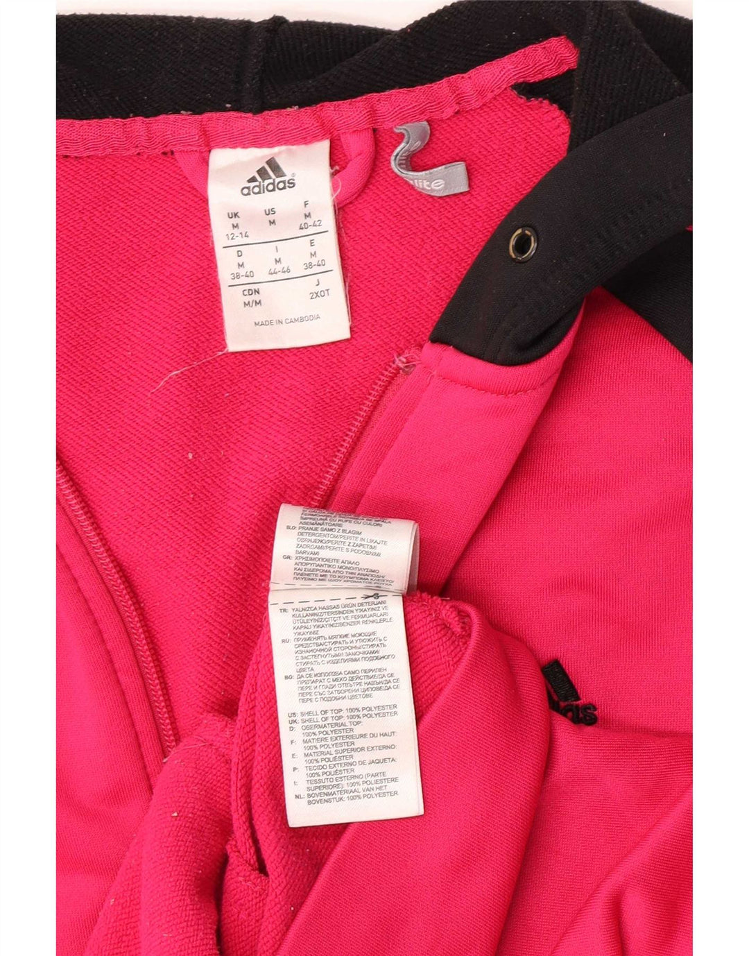Suéter adidas feminino com capuz e zíper UK 12/14 médio rosa poliéster