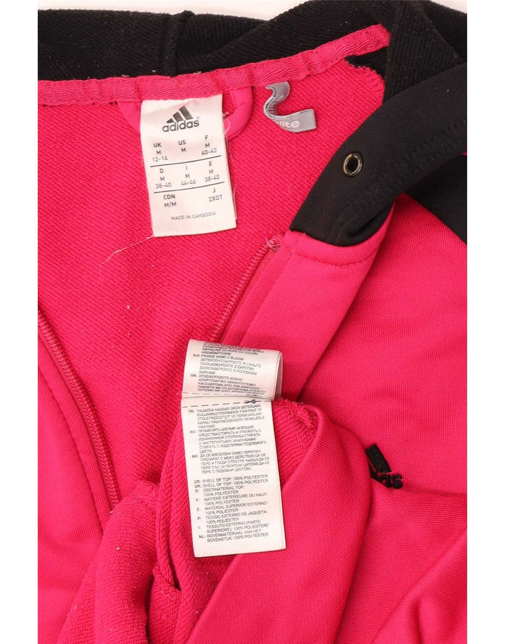 Suéter adidas feminino com capuz e zíper UK 12/14 médio rosa poliéster