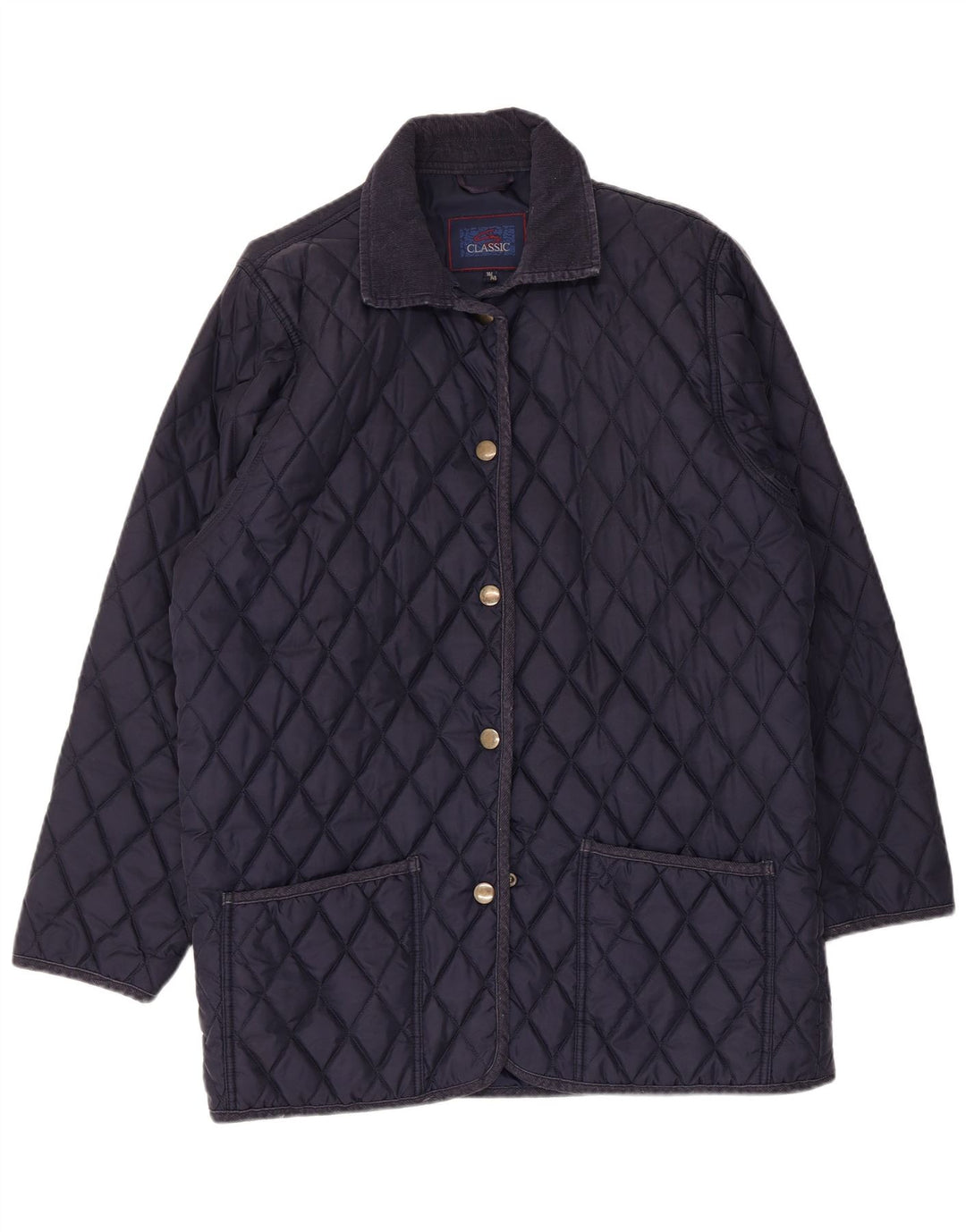 Jaqueta acolchoada feminina vintage folgada EU 38/40Médio azul marinho poliamida