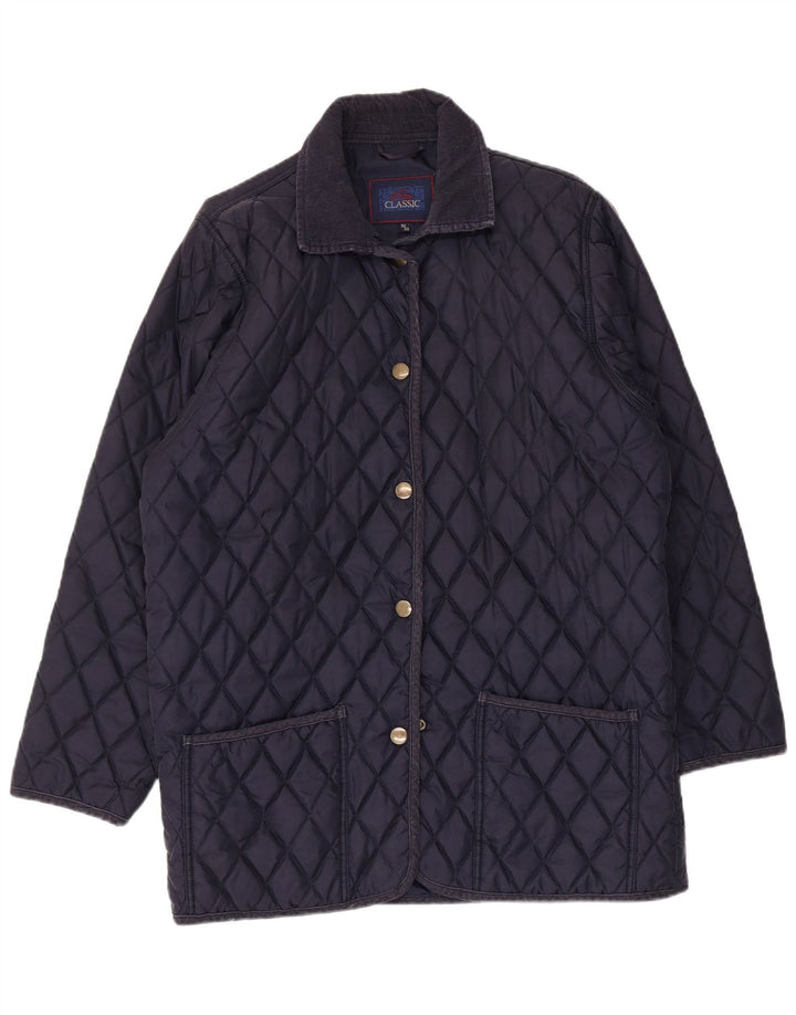 Jaqueta acolchoada feminina vintage folgada EU 38/40Médio azul marinho poliamida
