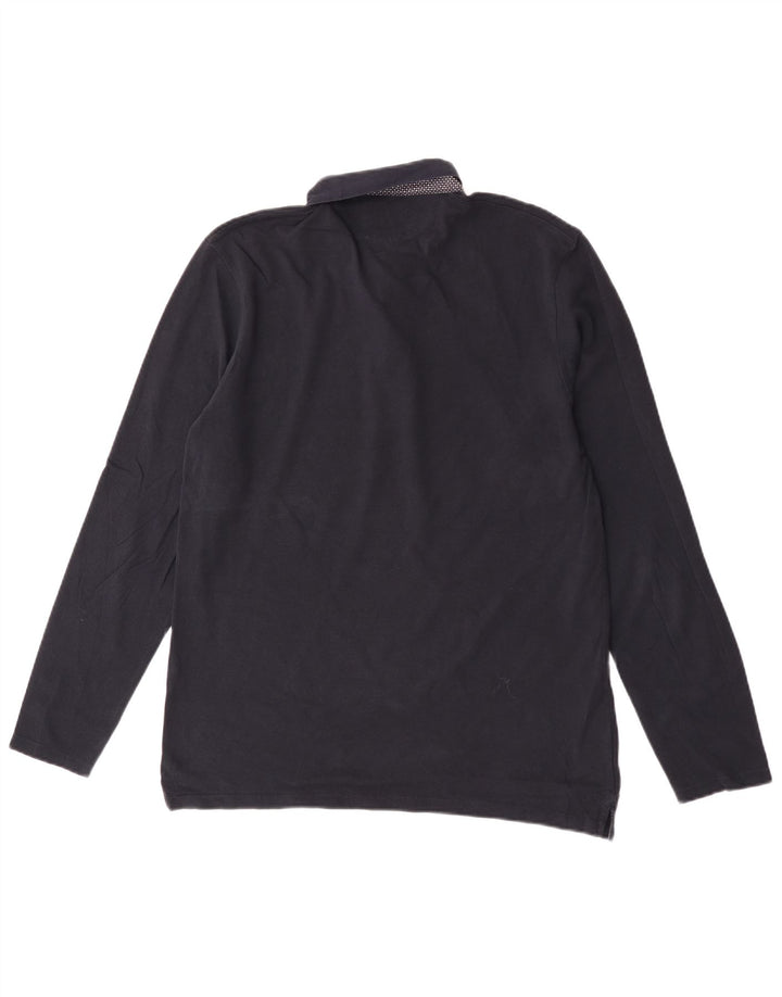 Zara Camisa polo masculina de manga comprida grande azul marinho