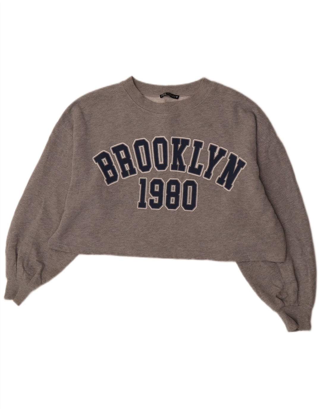 Zara Womens Brooklyn Graphic Moletom Oversized Jumper Reino Unido 10 Pequeno Cinza