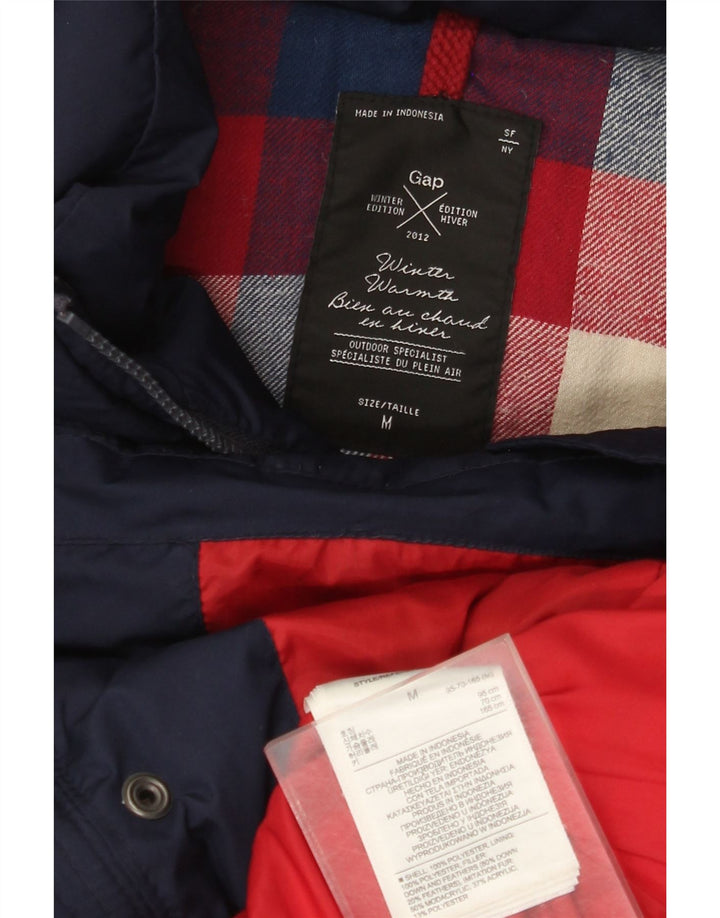 Colete acolchoado com capuz feminino Gap UK 14 poliéster azul marinho médio