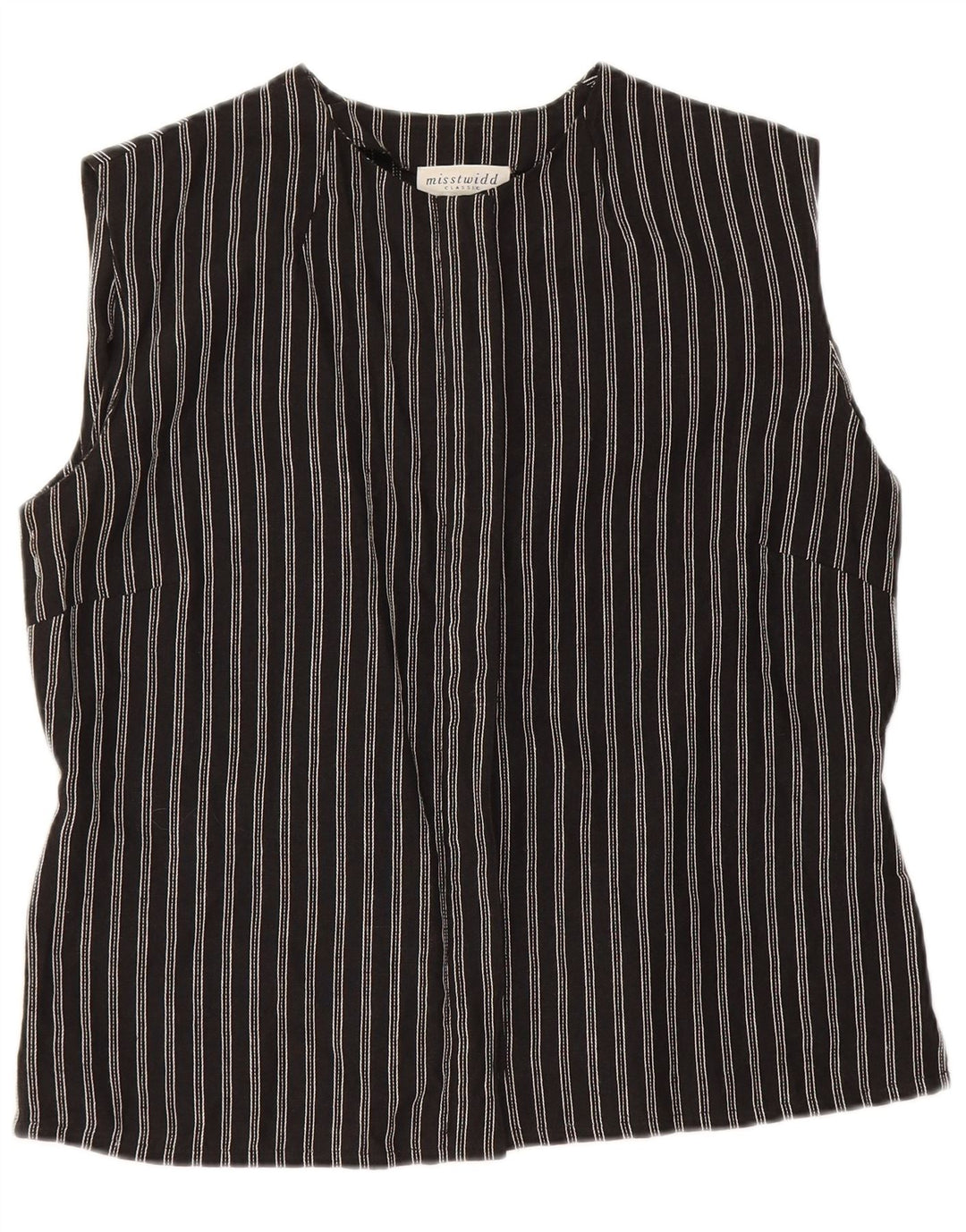 Blusa feminina sem mangas Misstwidd Top IT 46 linho listrado preto grande