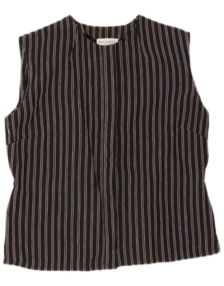 Blusa feminina sem mangas Misstwidd Top IT 46 linho listrado preto grande