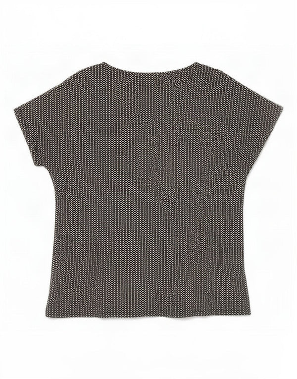 Blusa feminina Marks & Spencer UK 14 grande viscose manchada preta