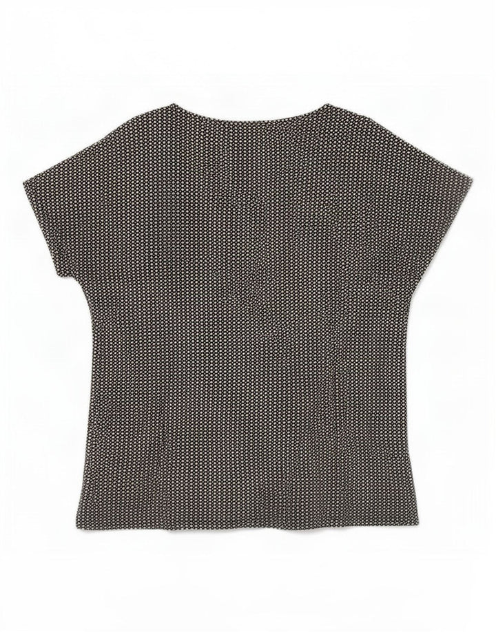 Blusa feminina Marks & Spencer UK 14 grande viscose manchada preta