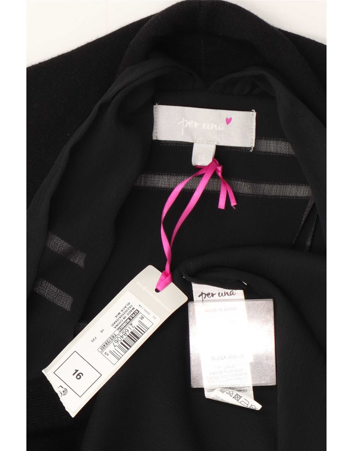 Marks & Spencer Womens Per Una Cardigan Assimétrico Top Reino Unido 16 Grande Preto