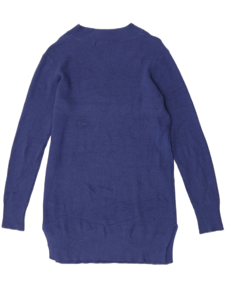 Suéter feminino Marks & Spencer com decote em V Reino Unido 10 viscose azul pequena