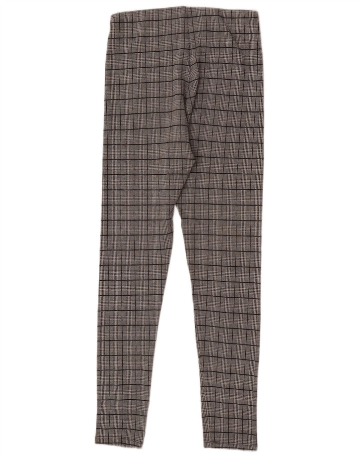 Zara Leggings feminino médio xadrez cinza