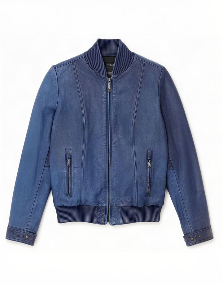 Jaqueta de couro feminina Bomboogie UK 12 azul médio