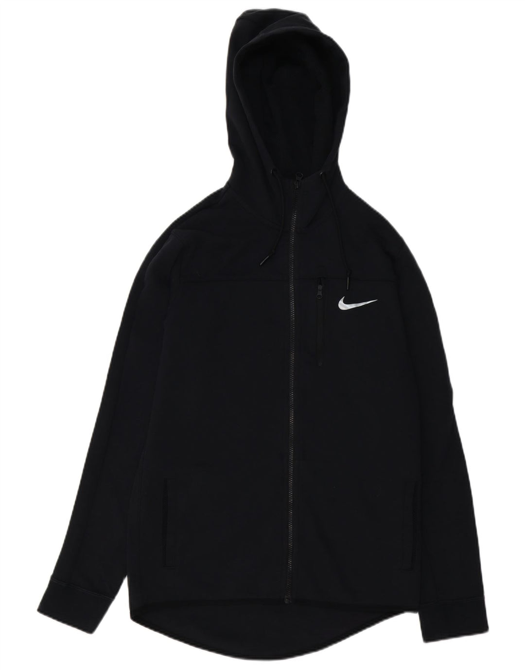 Suéter masculino Nike com capuz e zíper pequeno de algodão preto