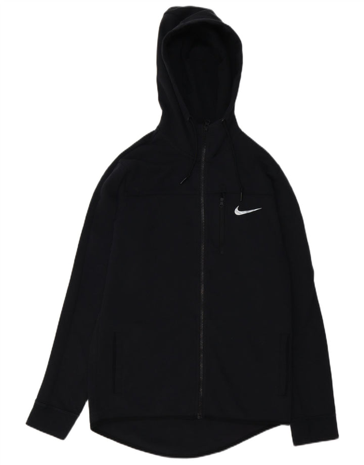 Suéter masculino Nike com capuz e zíper pequeno de algodão preto