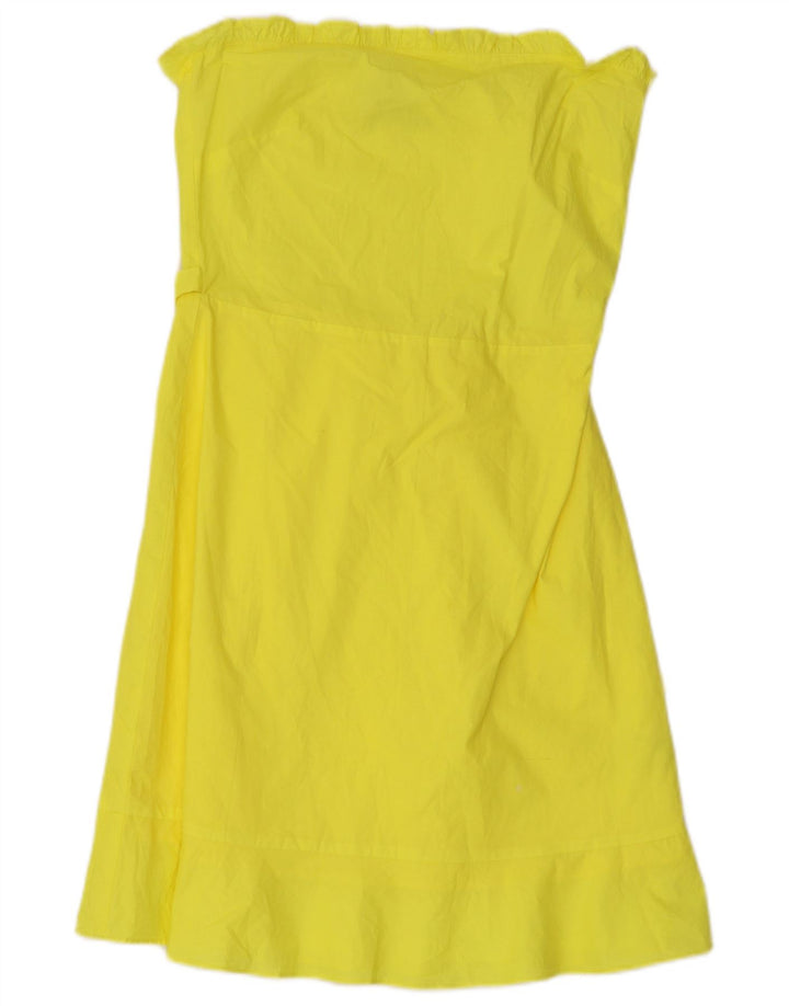 Vestido feminino Oasis sem alças UK 10 viscose amarela pequena