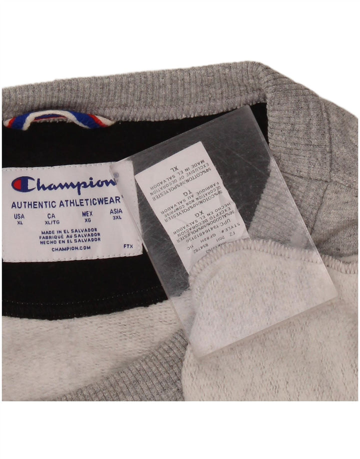CHAMPION Mens Graphic Sweatshirt Jumper XL Grey Cotton
