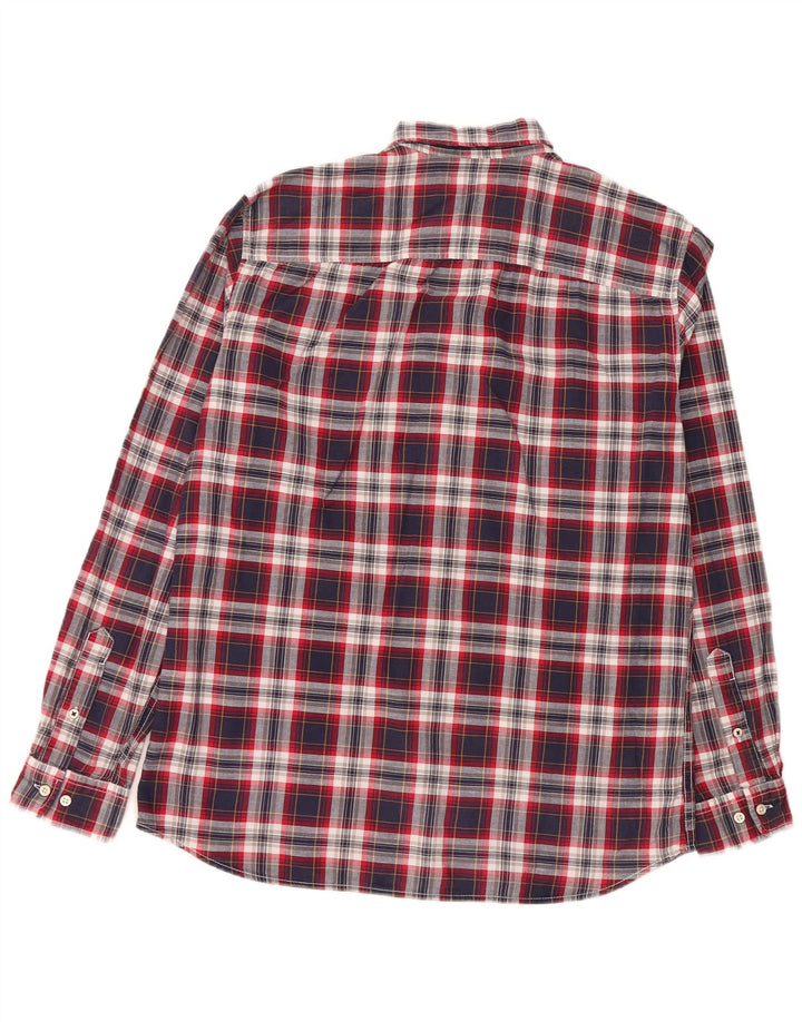 Camisa masculina JACK & JONES de algodão xadrez azul marinho médio