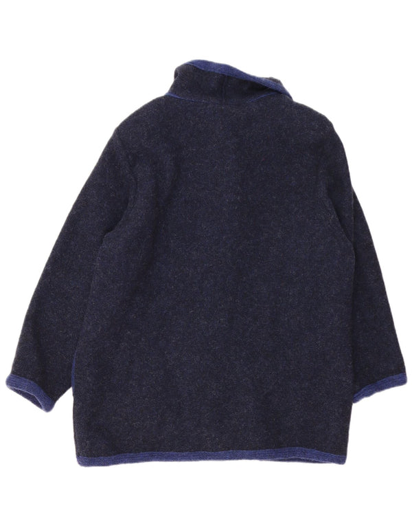 Suéter cardigã feminino vintage Reino Unido 16 grande bloco colorido azul marinho novidade