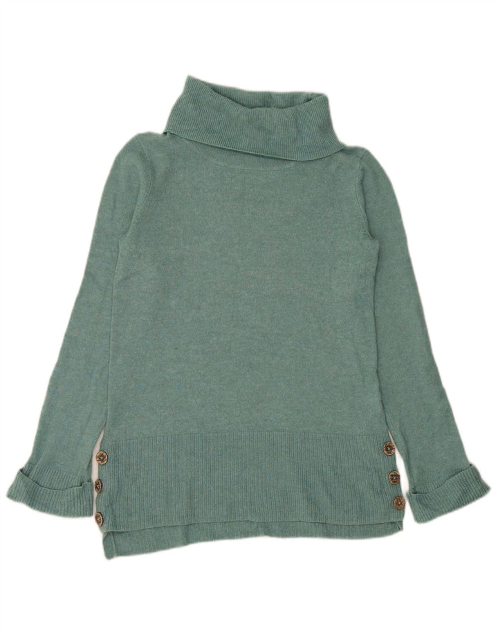 Suéter feminino com gola redonda e material branco Reino Unido 8 nylon verde pequeno