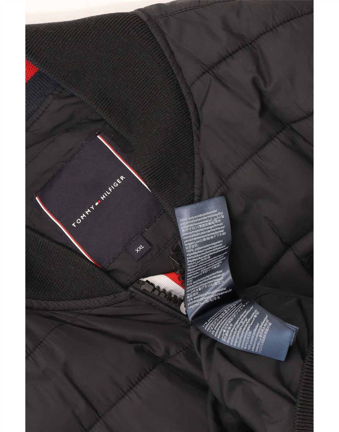Jaqueta acolchoada masculina Tommy Hilfiger UK 44 2XL poliamida preta