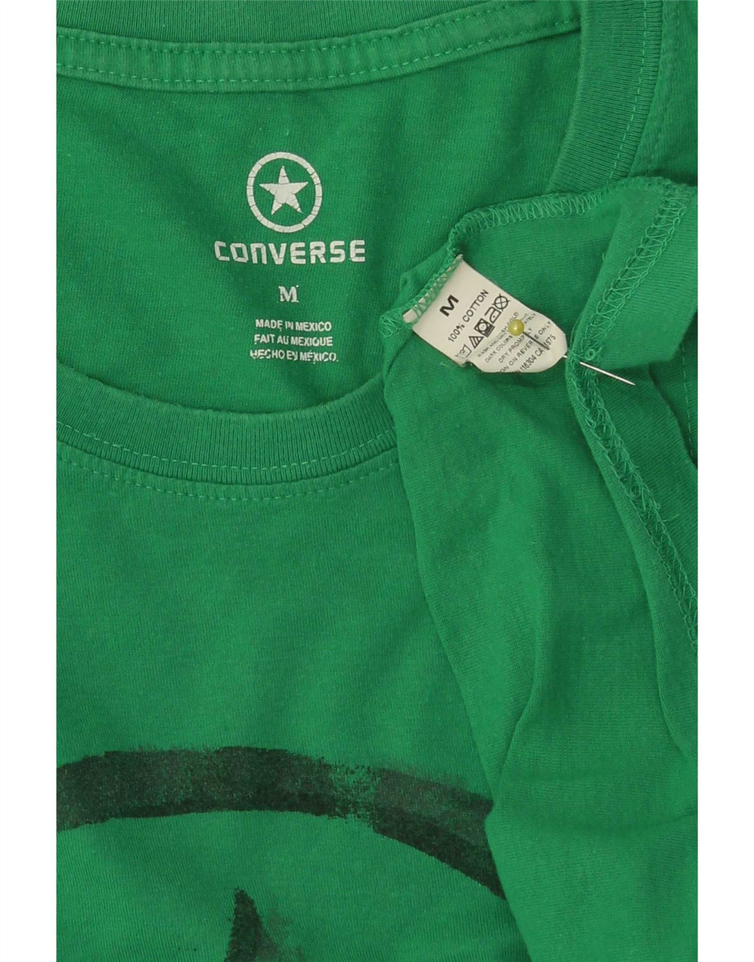Converse Mens Graphic T-Shirt Top Médio Algodão Verde