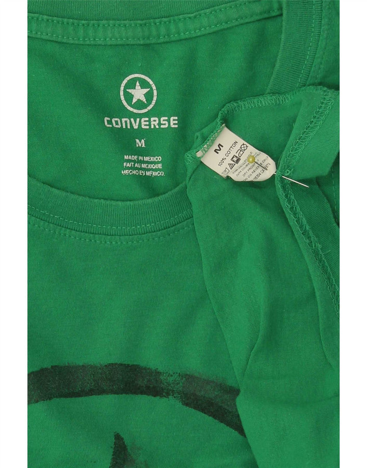 Converse Mens Graphic T-Shirt Top Médio Algodão Verde