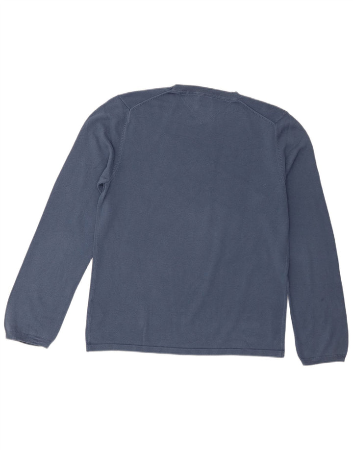 Suéter masculino Tommy Hilfiger com gola redonda, grande algodão azul