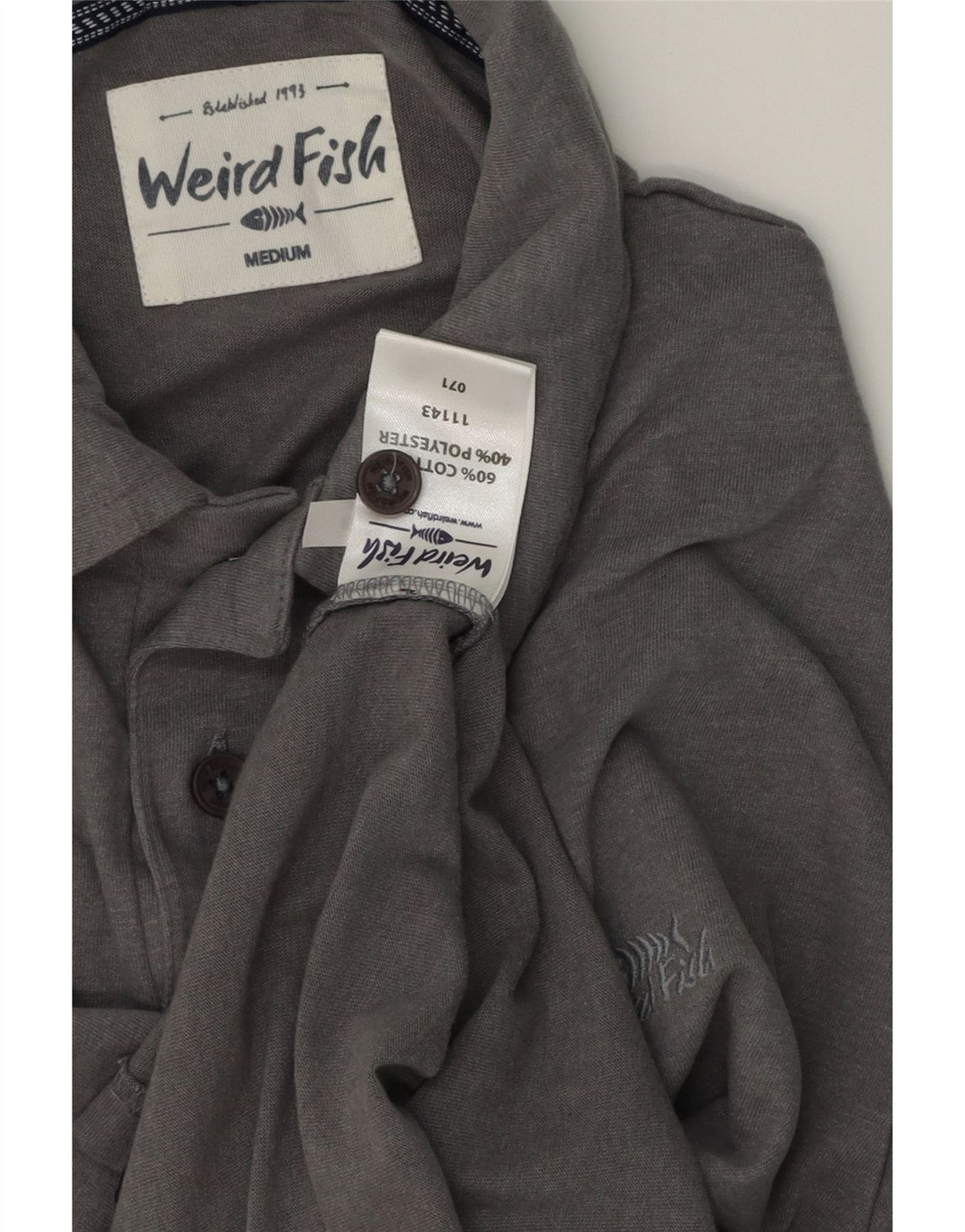 Camisa polo masculina Weird Fish algodão cinza médio