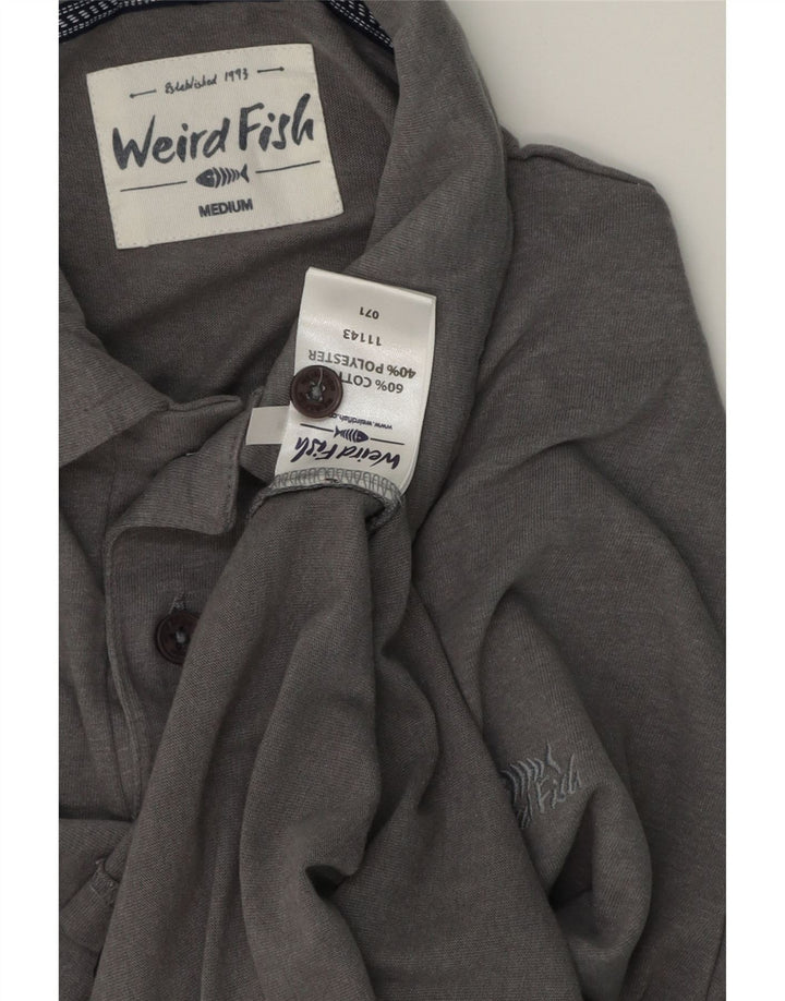 Camisa polo masculina Weird Fish algodão cinza médio