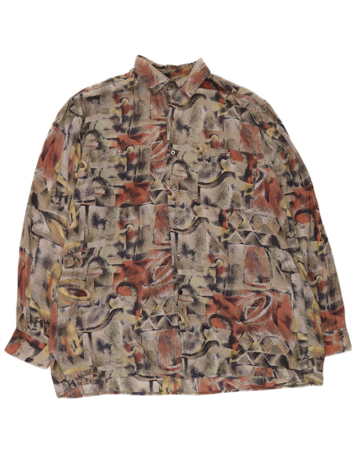 NOVA camisa rápida masculina com padrão abstrato tamanho 41/42 grande seda multicolorida