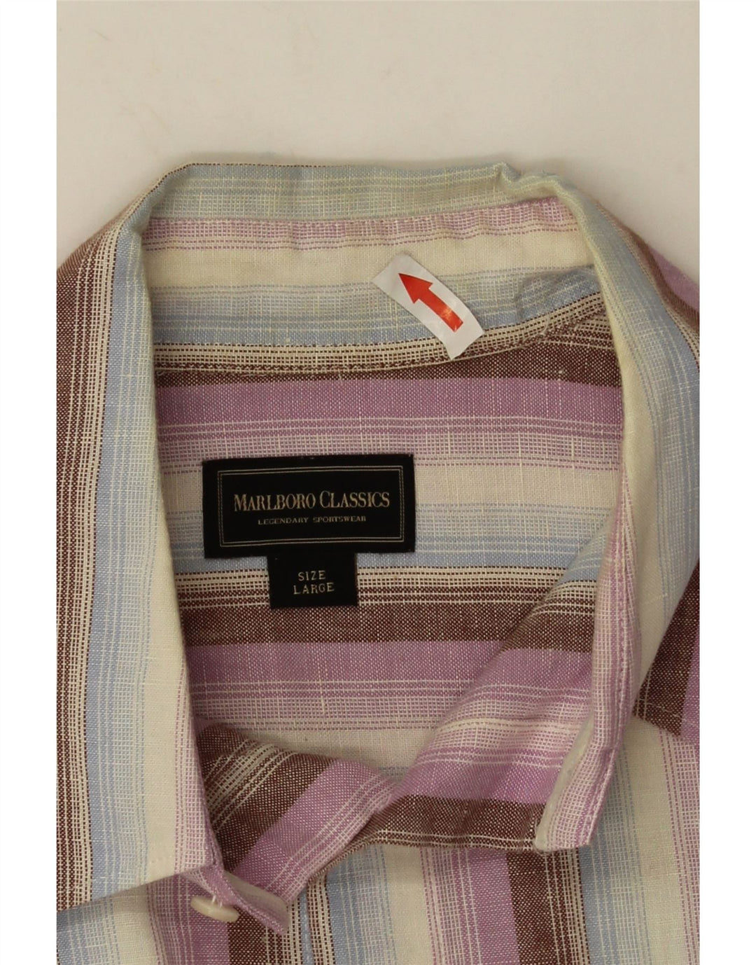 Camisa masculina de manga curta Marlboro Classics grande linho listrado multicolorido