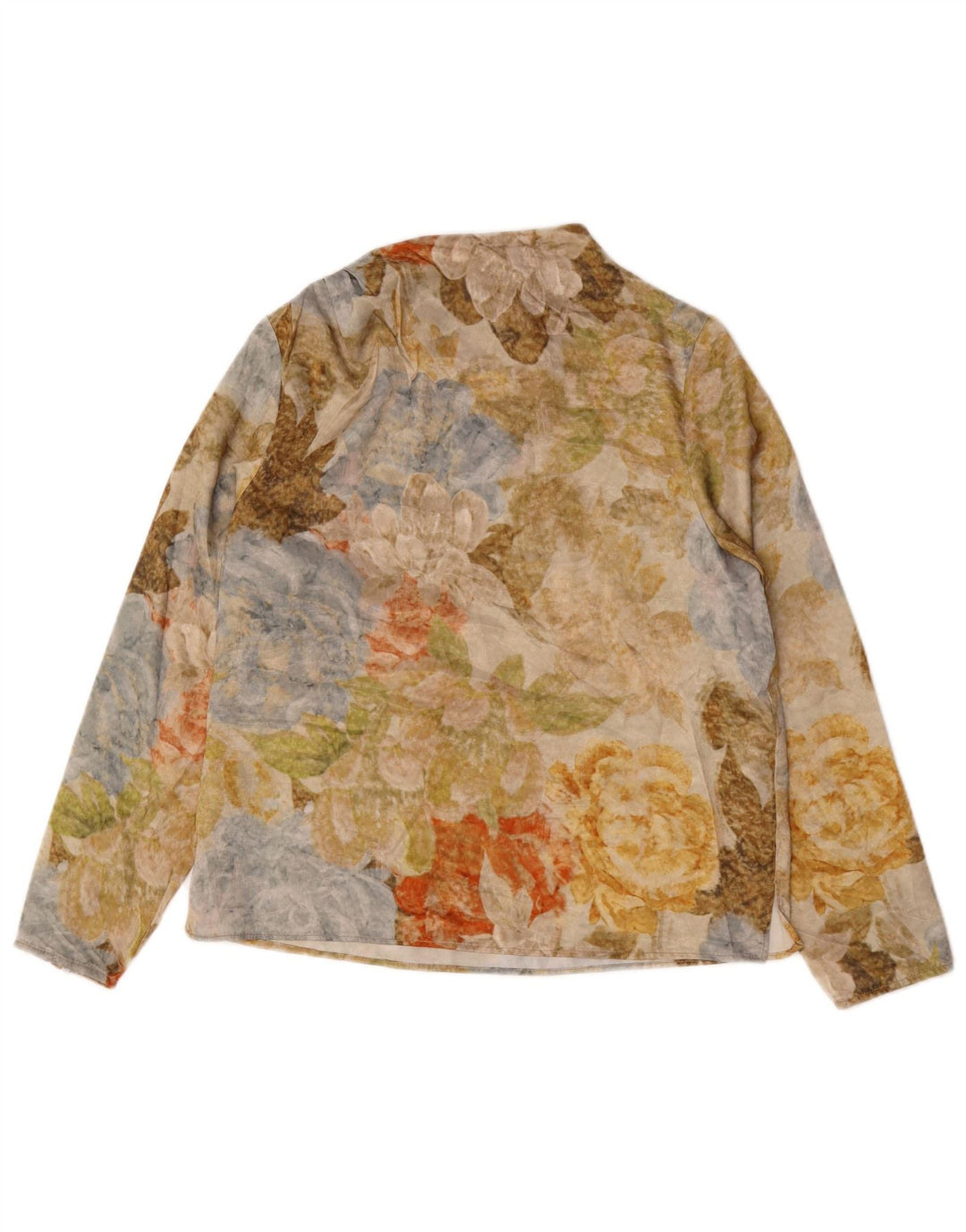 Top feminino Zara manga comprida UK 10 pequeno floral multicolorido moderno