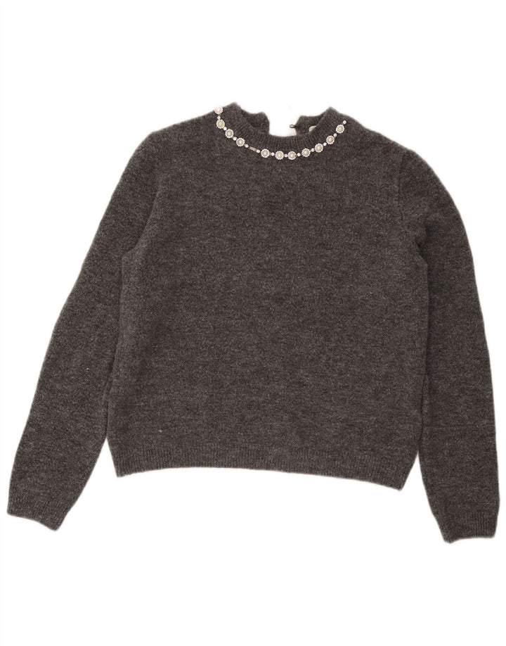 Suéter feminino Marks & Spencer com gola canoa Reino Unido 14 cinza médio acrílico