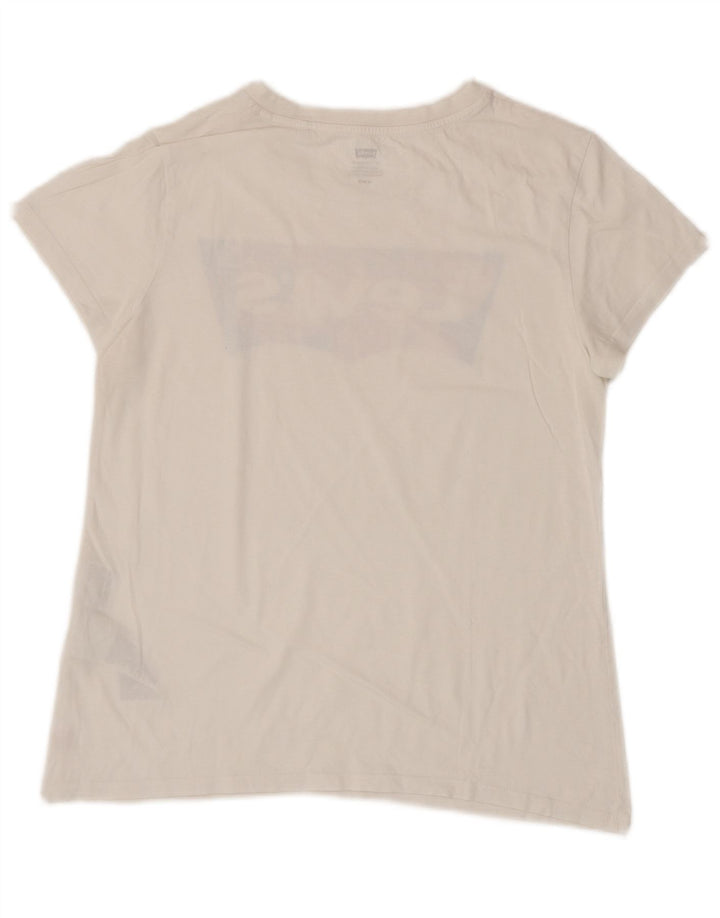 Camiseta feminina gráfica Levi's UK 12 algodão branco médio