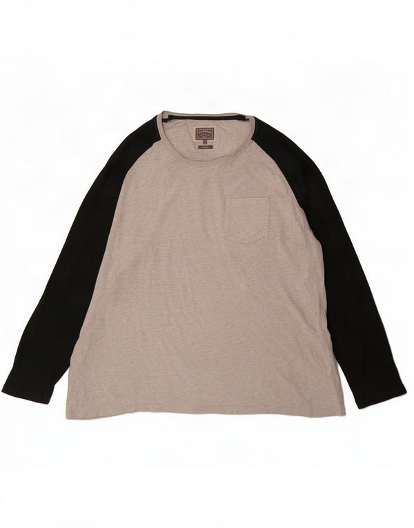 Fat Face Mens Top Manga Longa 2XL Algodão Colourblock Cinza