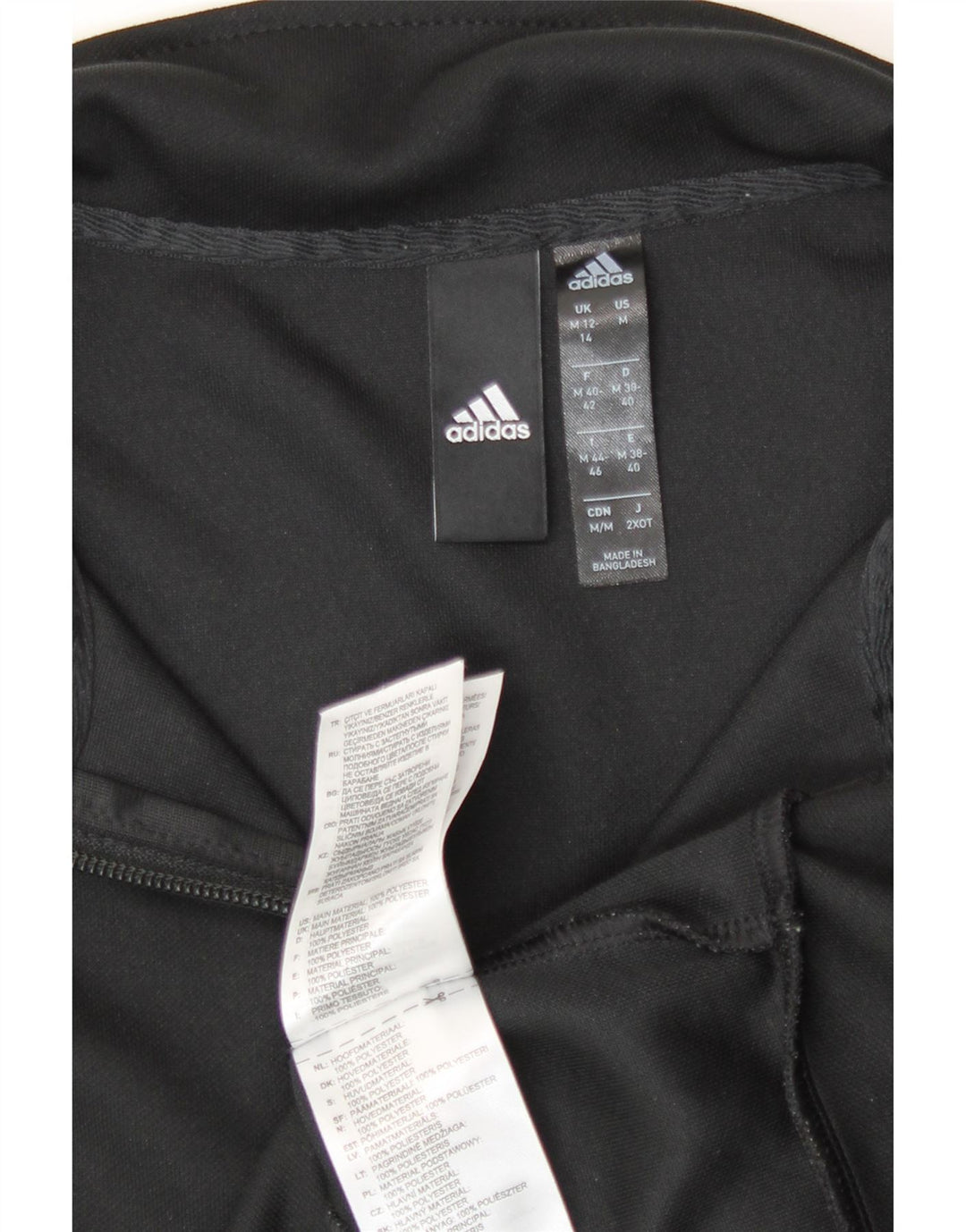 Adidas Womens Tracksuit Top Jacket UK 12 /14 Médio Preto Poliéster
