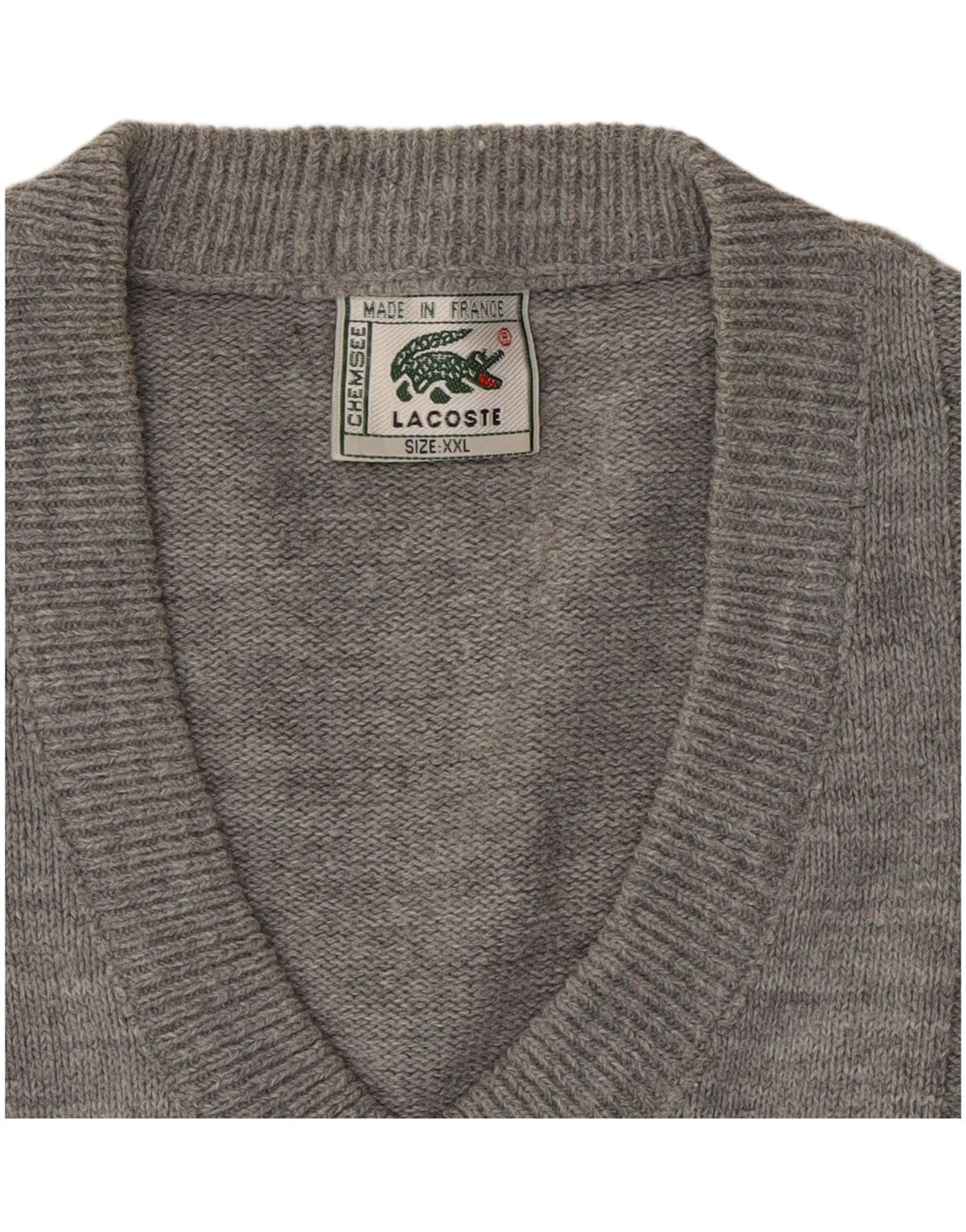 Suéter masculino LACOSTE com decote em V 2XL algodão cinza