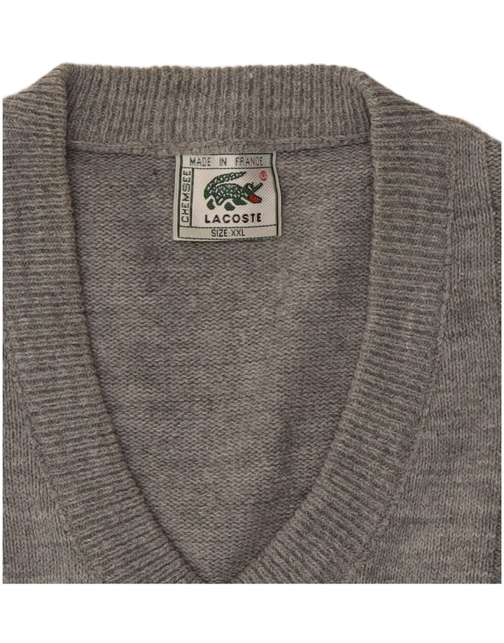 Suéter masculino LACOSTE com decote em V 2XL algodão cinza