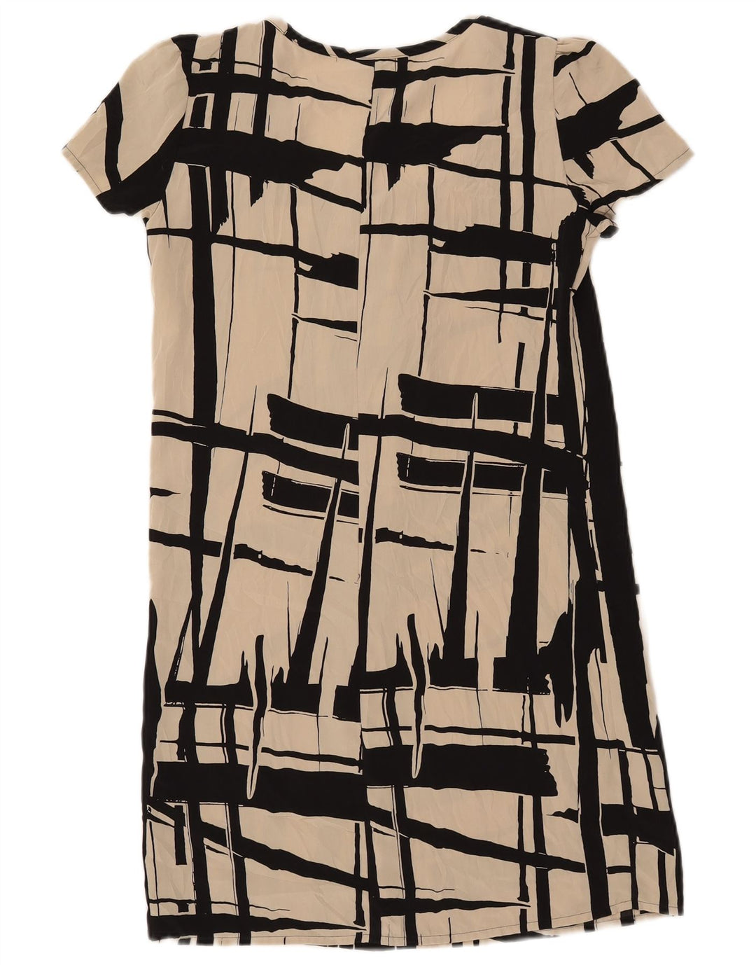 Vestido feminino Benetton Abstract Pattern Shift Reino Unido 6 XS Off White Poliéster
