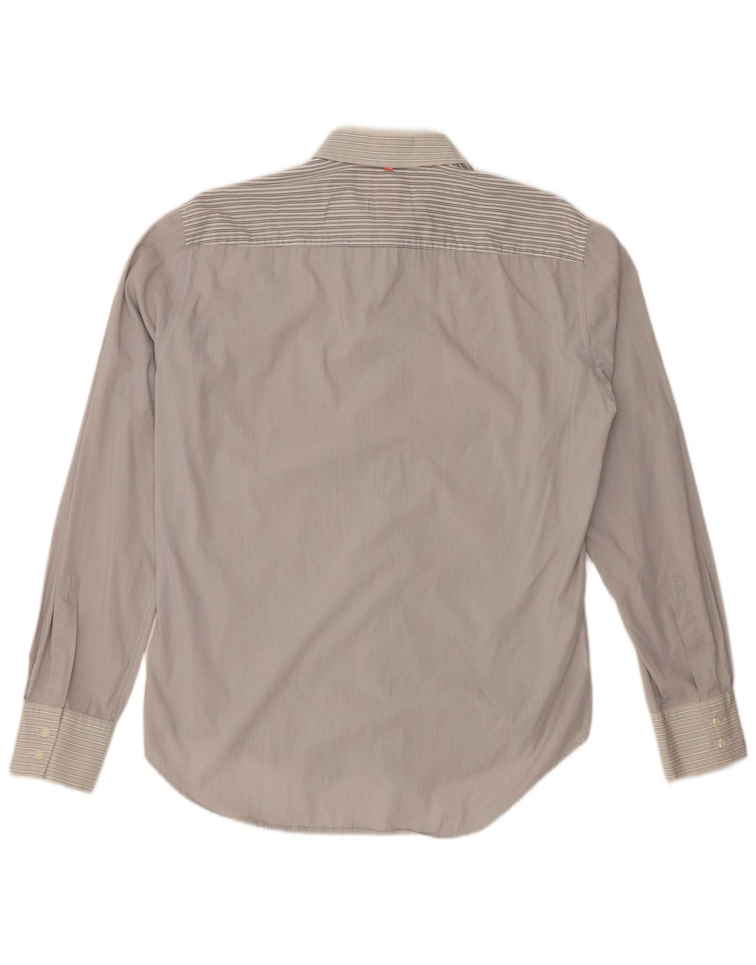 Camisa masculina Hugo Boss algodão listrado cinza médio