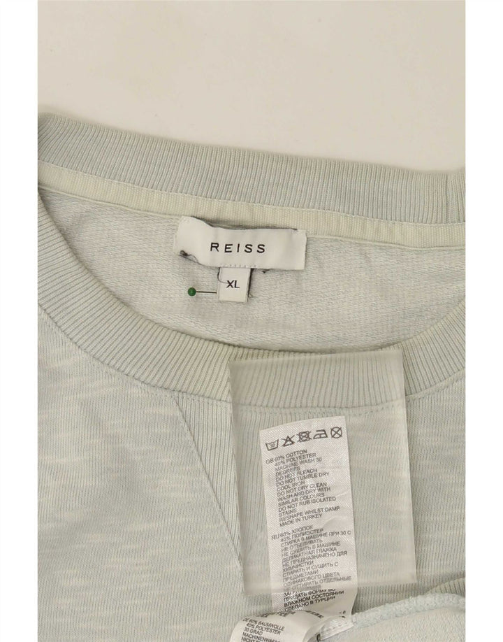 Reiss Moletom masculino Jumper XL cinza manchado de algodão