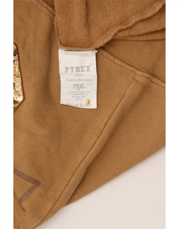 Suéter gráfico feminino Pyrex UK 6 XS algodão marrom