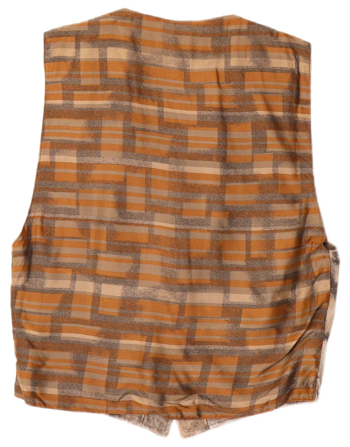 Colete de couro masculino vintage pequeno marrom tie dye couro