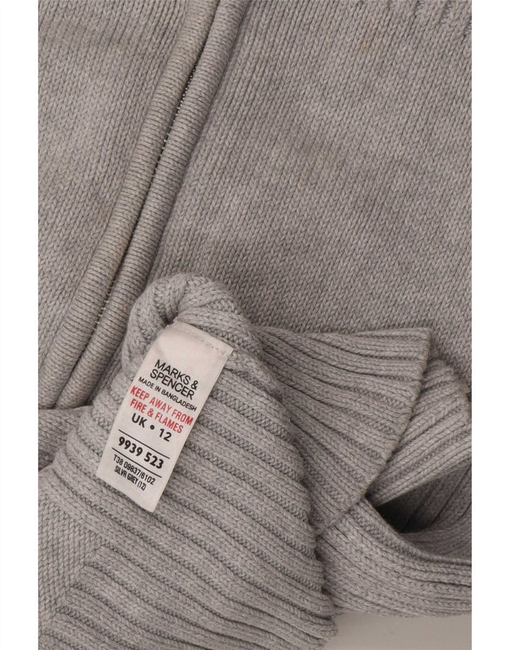 Suéter cardigã feminino com zíper completo da Marks & Spencer Reino Unido 12 algodão cinza médio