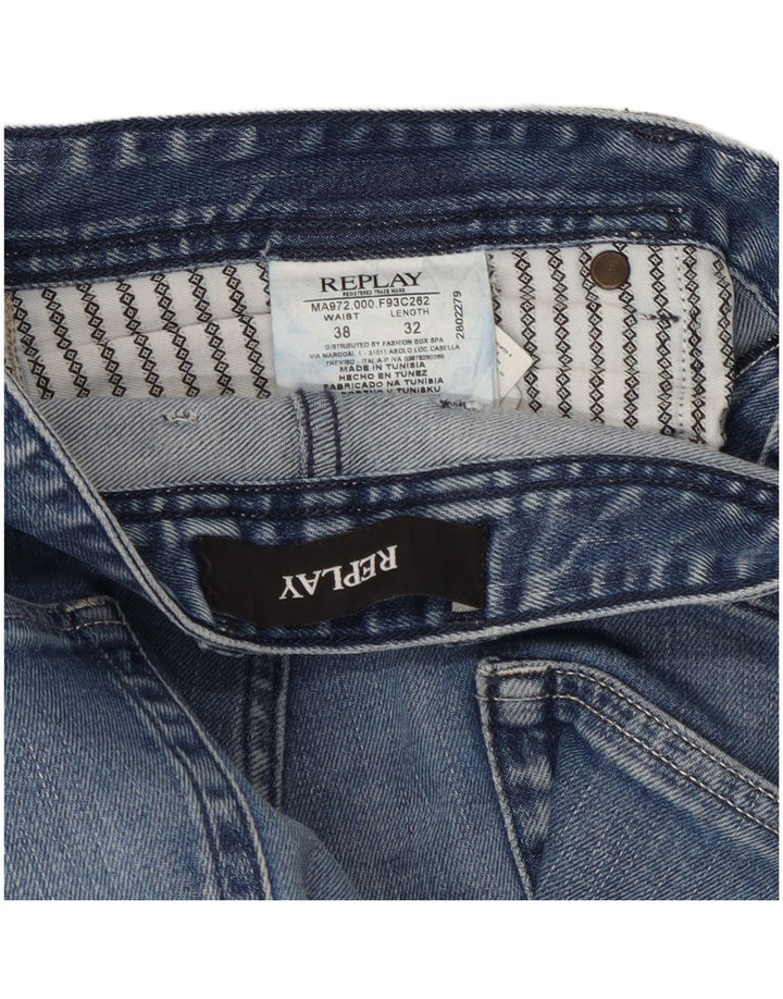 REPLAY Jeans retos masculinos W38 L29 algodão azul