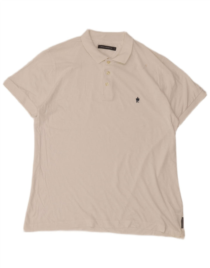 Camisa polo masculina French Connection grande algodão branco